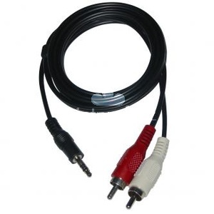 Audio kabel Jack (3.5mm) samec - 2x CINCH samec, 3m, ern