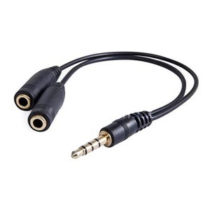 Audio redukce, Jack (3.5mm) samec 4-plov - 2x Jack (3.5mm) samice, 0.2 m, stereo, ern