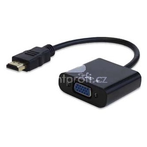 Video pevodnk, HDMI samec - VGA (D-Sub) samice, 0.2 m, kabelov, ern