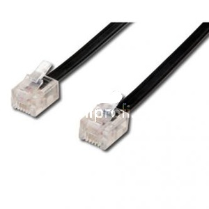 Telefonn kabel 4 ly, RJ11 samec - RJ11 samec, 15 m, ern, pro ADSL modem, economy