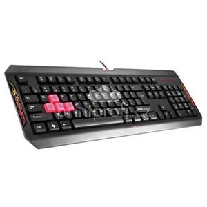 A4Tech Bloody Q100, klvesnice CZ, hern, LED podsvcen v 5-ti stupnch typ drtov (USB), ern