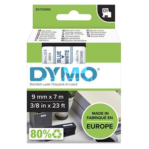 Dymo originln pska do tiskrny ttk, Dymo, 40914, S0720690, modr tisk/bl podklad, 7m, 9mm, D1