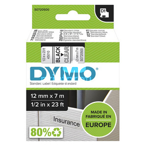 Dymo originln pska do tiskrny ttk, Dymo, 45010, S0720500, ern tisk/prhledn podklad, 7m, 12mm, D1