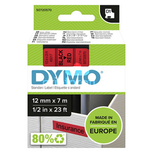 Dymo originln pska do tiskrny ttk, Dymo, 45017, S0720570, ern tisk/erven podklad, 7m, 12mm, D1