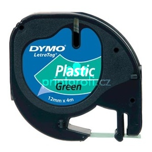 Dymo originln pska do tiskrny ttk, Dymo, 91204, S0721640, ern tisk/zelen podklad, 4m, 12mm, LetraTag plastov pska