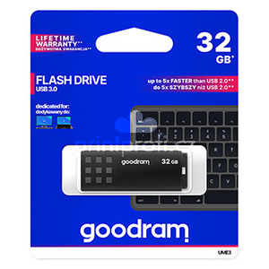 Goodram USB flash disk, USB 3.0, 32GB, UME3, ern, UME3-0320K0R11, USB A, s krytkou