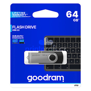 Goodram USB flash disk, USB 2.0, 64GB, UTS2, ern, UTS2-0640K0R11, USB A, s otonou krytkou