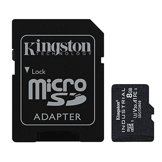 Kingston paměťová karta Micro Secure Digital Card Industria, 8GB, micro SDHC, SDCIT2/8GB, UHS-I U3 (Class 10), V30, A1, pSLC karta