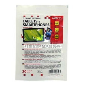 istic ubrousky, na tablet, smartphone, uzavrateln plastov sek, 20 ks, Logo