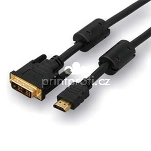 Video kabel DVI (18+1) samec - HDMI samec, 3m, pozlacen konektory, ern, Logo blistr