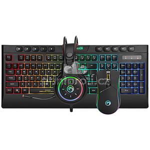 Marvo CM305, RGB sada klvesnice s hern my a sluchtky, CZ/SK, hern, membrnov typ drtov (USB), ern, RGB podsvcen