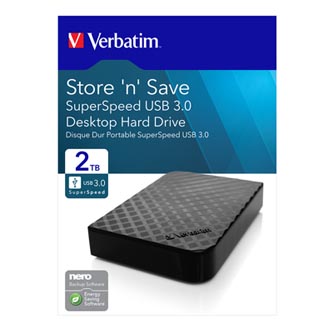 Verbatim externí pevný disk, Store N Save, 3.5&quot;, USB 3.0 (3.2 Gen 1), 2TB, 47683, černý