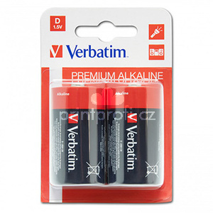 Baterie alkalick, velk monolnek, D, 1.5V, Verbatim, blistr, 2-pack, 49923, velk monolnek