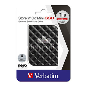 SSD Verbatim 2.5", extern USB 3.2 Gen 1, 1000GB, 1TB, Store N Go Mini, 53237, USB-A/Micro-B, obsahuje adaptr USB-A na USB-C(TM)