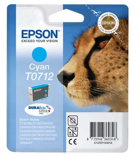 originál Epson T0712 cartridge cyan modrá originální inkoustová náplň pro tiskárnu Epson